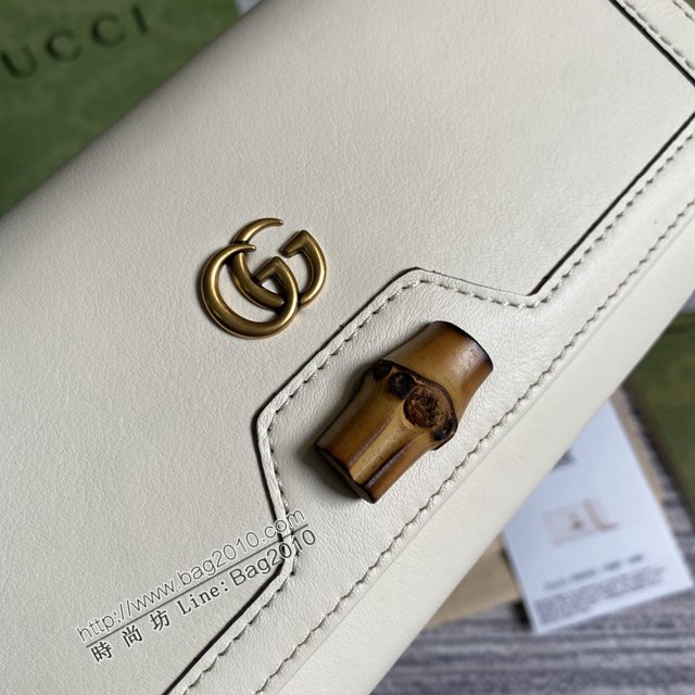 Gucci新款女包 古馳WOC白色全皮小挎包 竹節鎖扣 Gucci2021新款鏈條錢包 658243  ydg3028